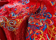 Telas bordadas de la parte alta, tela china roja del vestido de boda