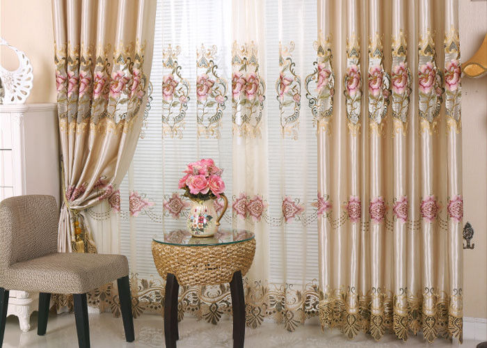 Tela contemporánea hermosa de la cortina de las telas bordadas del poliéster
